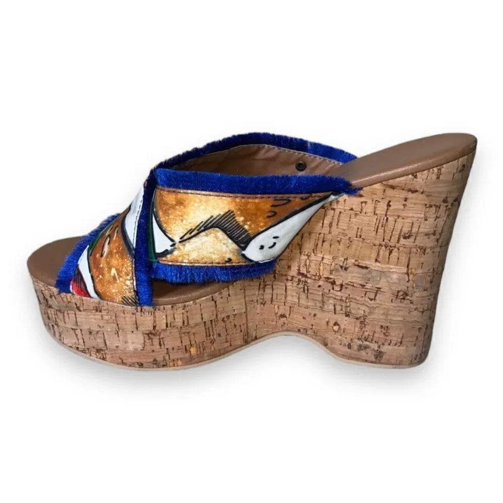 Antica Sartoria by‎ Giacomo Cinque Colorful Wedge Sandals Women's 10.5
